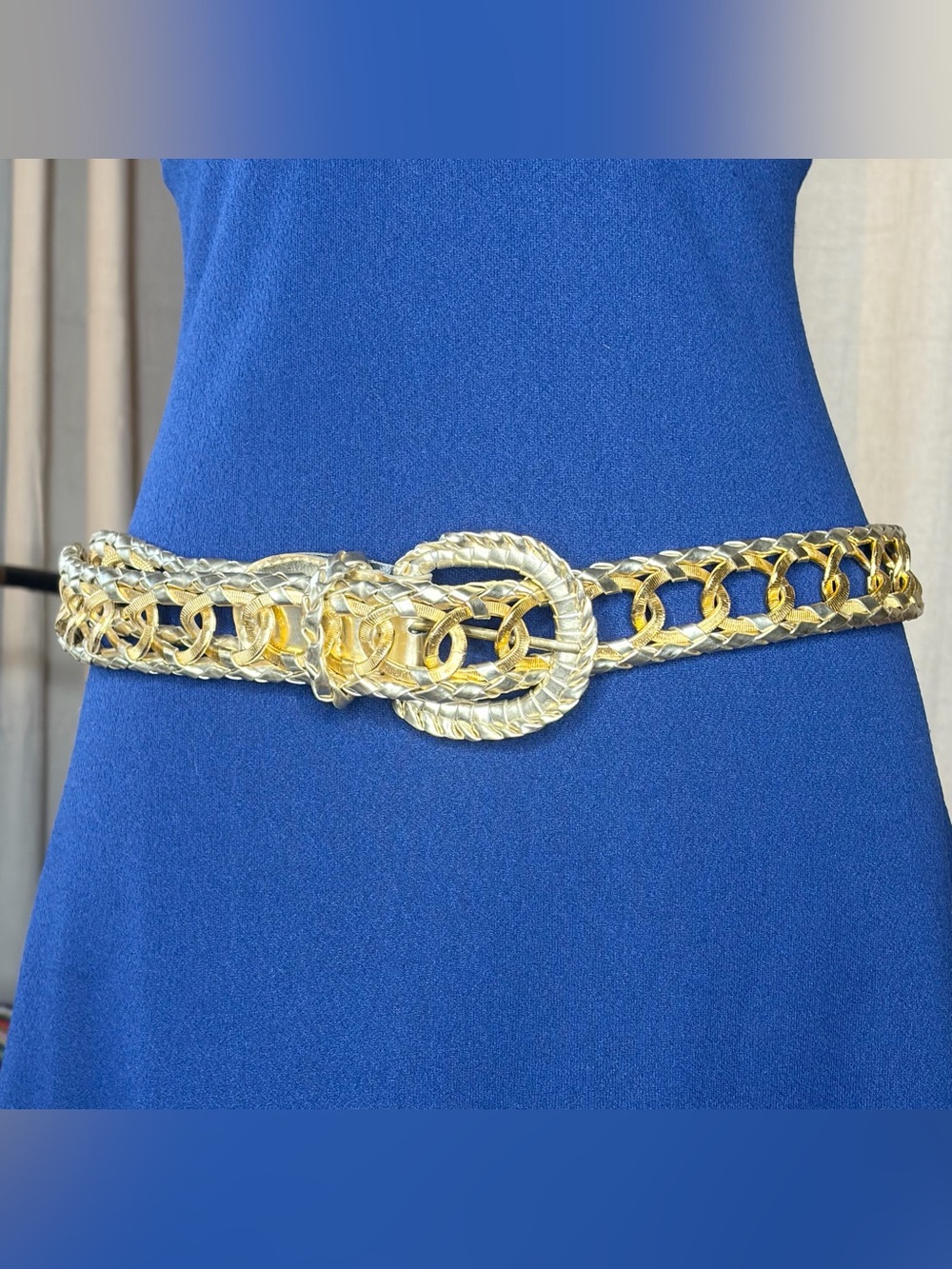 80s Woven Gold Vinyl Belt